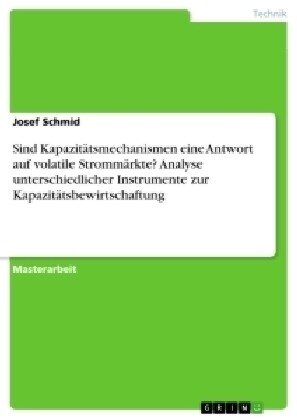 Sind Kapazit?smechanismen eine Antwort auf volatile Stromm?kte? Analyse unterschiedlicher Instrumente zur Kapazit?sbewirtschaftung (Paperback)