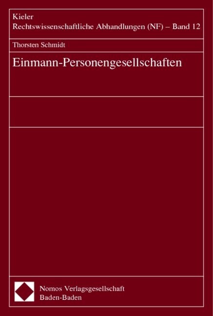 Einmann-Personengesellschaften (Paperback)
