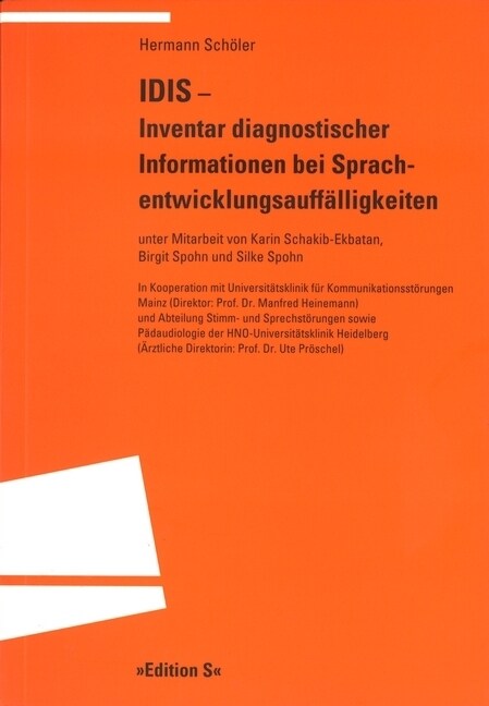 IDIS, Inventar diagnostischer Informationen bei Sprachentwicklungsauffalligkeiten (Paperback)