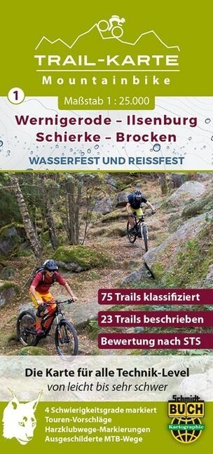 MTB Trail-Karte Wernigerode - Ilsenburg - Schierke - Brocken (Sheet Map)