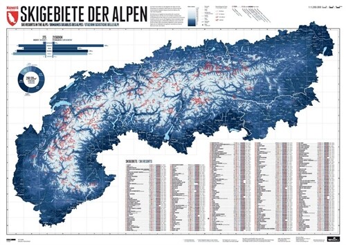 275 Skigebiete der Alpen, Planokarte (Sheet Map)