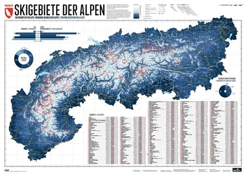 275 Skigebiete der Alpen, Planokarte (Sheet Map)