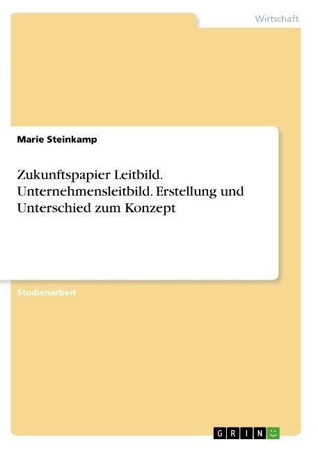 Zukunftspapier Leitbild. Unternehmensleitbild. Erstellung und Unterschied zum Konzept (Paperback)