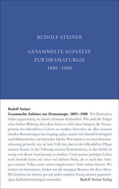 Gesammelte Aufsatze zur Dramaturgie 1889-1900 (Hardcover)