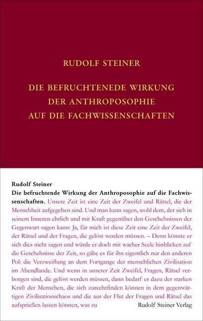 Die befruchtende Wirkung der Anthroposophie auf die Fachwissenschaften (Hardcover)