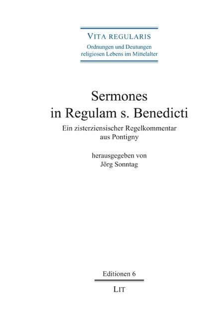 Sermones in Regulam s. Benedicti (Hardcover)