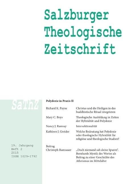 Salzburger Theologische Zeitschrift. H.2015/2 (Paperback)