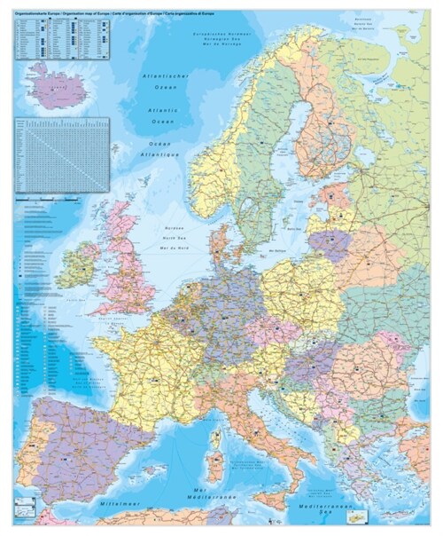 Stiefel Wandkarte Großformat Europa, Orga-Karte, ohne Metallstabe (Sheet Map)