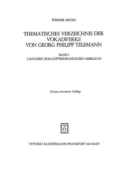 Thematisches Verzeichnis der Vokalwerke von Georg Philipp Telemann. Bd.1 (Paperback)