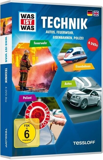 Technik - Autos, Feuerwehr, Eisenbahnen, Polizei, 4 DVDs (DVD Video)