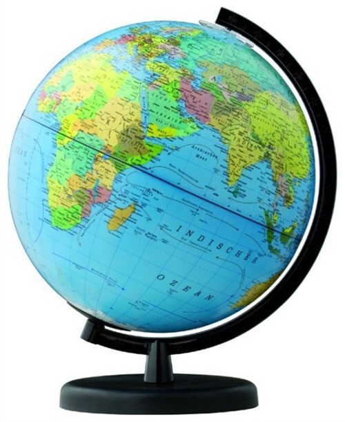 Terra Leuchtglobus, Schwarzer Kunststoffuß mit schwarzem Fiberglas-Meridian (26 cm Durchmesser) (Globe)