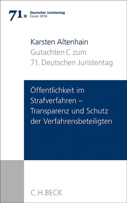 Gutachten Teil C: Offentlichkeit im Strafverfahren - Transparenz und Schutz der Verfahrensbeteiligten (Paperback)