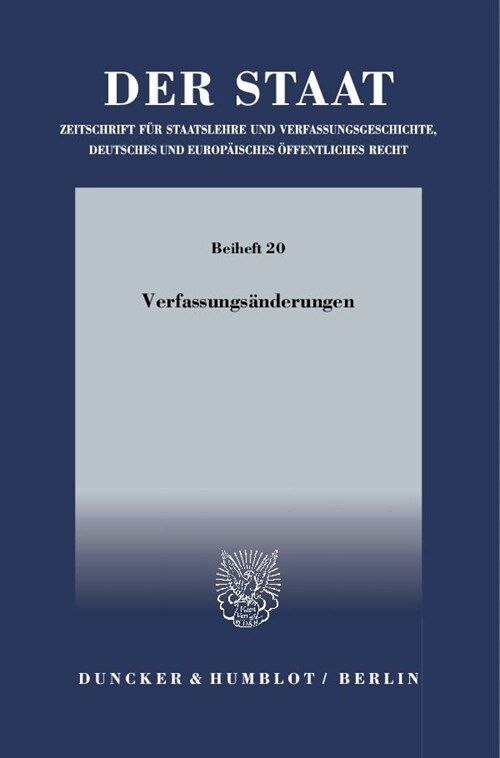 Verfassungsanderungen: Tagung Der Vereinigung Fur Verfassungsgeschichte in Hofgeismar Vom 15. Bis 17. Marz 21 (Paperback)