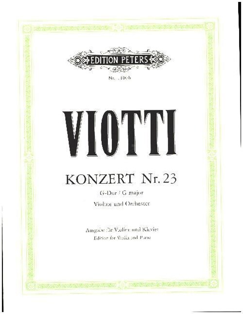 Violin Concerto No. 23 in G (Edition for Violin and Piano): Cadenzas by Paul Klengel (Paperback)