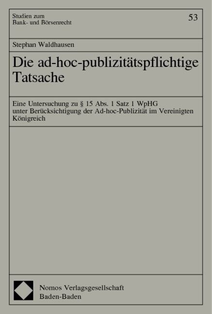 Die ad-hoc-publizitatspflichtige Tatsache (Paperback)