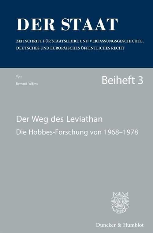 Der Weg Des Leviathan: Die Hobbes-Forschung Von 1968-1978. Red.: Ernst-Wolfgang Bockenforde (Paperback)