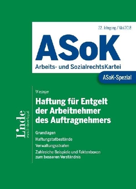 ASoK-Spezial Haftung fur Entgelt der Arbeitnehmer des Auftragnehmers (f. Osterreich) (Paperback)