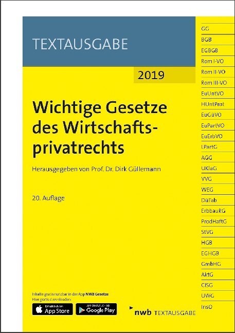 Wichtige Gesetze des Wirtschaftsprivatrechts (WW)