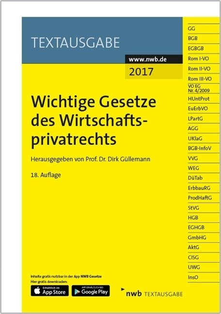 Wichtige Gesetze des Wirtschaftsprivatrechts (WW)