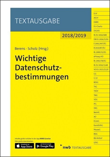 Wichtige Datenschutzbestimmungen 2018/2019 (WW)