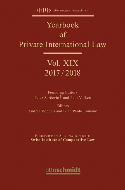 Yearbook of Private International Law Vol. XIX - 2017/2018 (Hardcover)