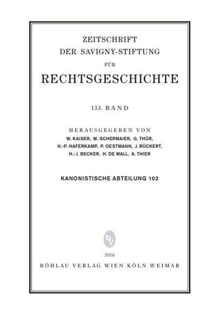 ZRG Kanonistische Abteilung 102. Band (2016) (Paperback)