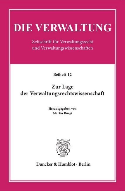 Zur Lage Der Verwaltungsrechtswissenschaft (Paperback)