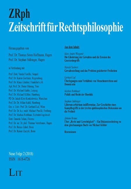 Zeitschrift fur Rechtsphilosophie Neue Folge 2/2018 (Paperback)