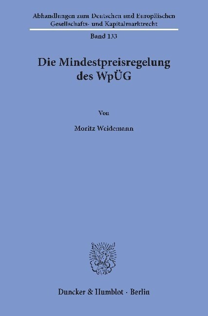Die Mindestpreisregelung Des Wpug (Paperback)