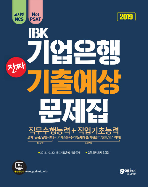2019 상반기 IBK 기업은행 NCS 진짜 기출예상문제집 (직무수행능력 + 직업기초능력)