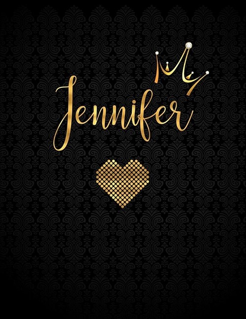 Jennifer: Black Personalized Lined Journal with Inspirational Quotes (Paperback)