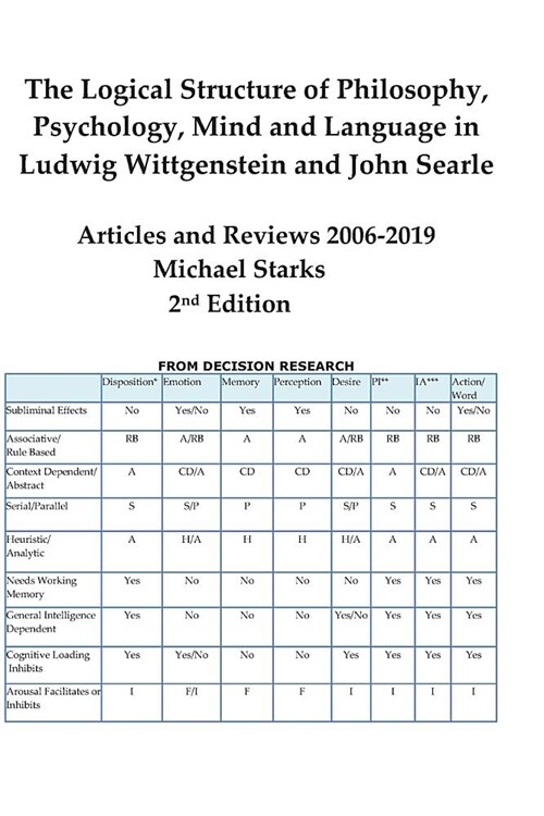 The Logical Structure of Philosophy, Psychology, Mind and Language in Ludwig Wittgenstein and John Searle: Articles and Reviews 2006-2019 2nd Edition (Paperback)