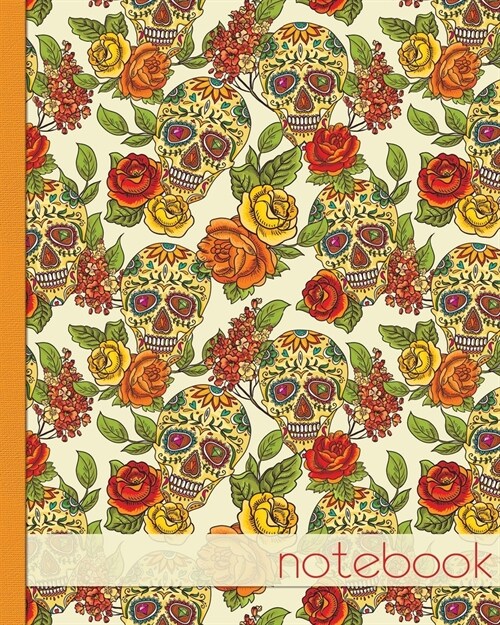 Orange Sugar Skull Notebook: Notebook, Notes, Jotter, Journal, 100 Lined Pages (Paperback)