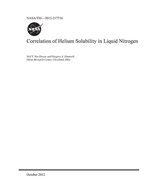 Correlation of Helium Solubility in Liquid Nitrogen (Paperback)