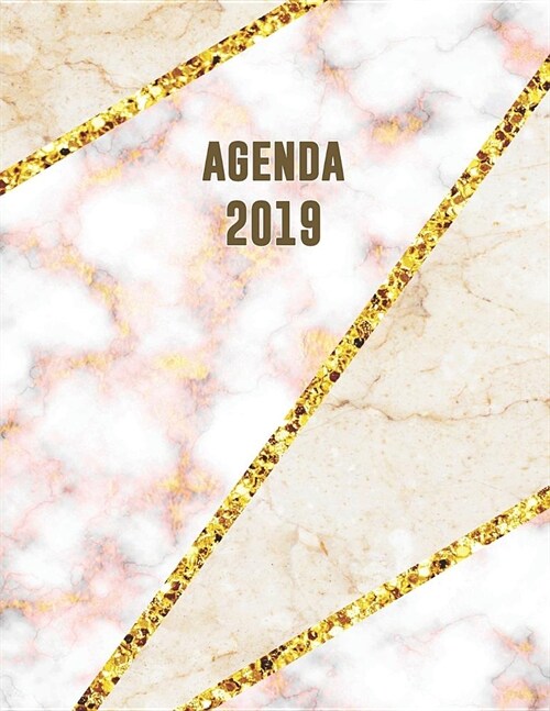 Agenda 2019: Agenda Settimanale Con Calendario 2019 - Mosaico in Marmo Beige Rosa E Oro - 1 Settimana Per Pagina - Da Gennaio a Dic (Paperback)