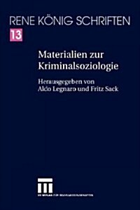 Materialien Zur Kriminalsoziologie (Paperback)