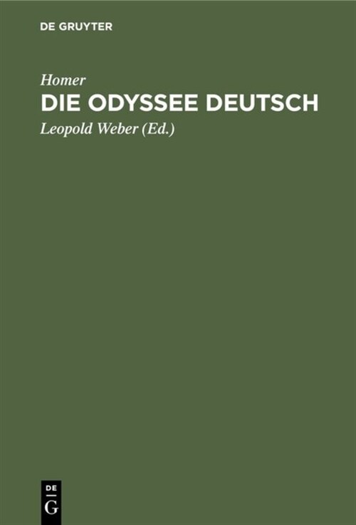 Die Odyssee Deutsch (Hardcover, Reprint 2019)