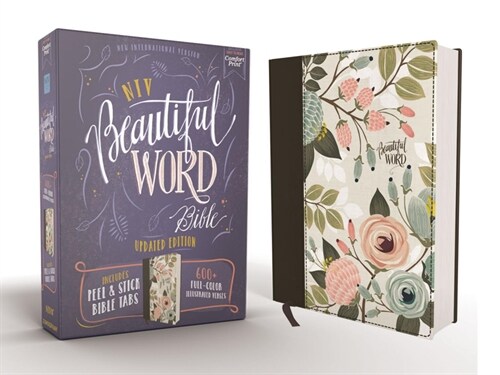 Niv, Beautiful Word Bible, Updated Edition, Peel/Stick Bible Tabs, Cloth Over Board, Multi-Color Floral, Red Letter, Comfort Print: 600+ Full-Color Il (Hardcover)