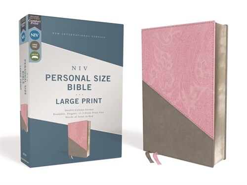 Niv, Personal Size Bible, Large Print, Leathersoft, Pink/Gray, Red Letter Edition, Comfort Print (Imitation Leather)