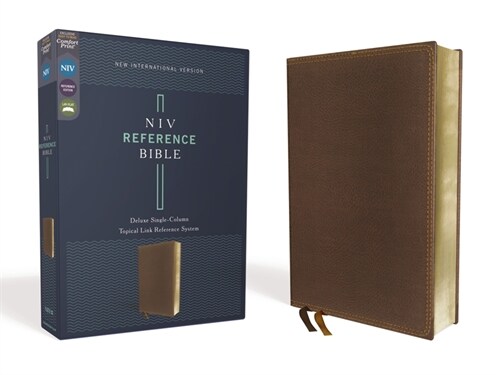 Niv, Reference Bible, Deluxe Single-Column, Leathersoft, Brown, Comfort Print (Imitation Leather)
