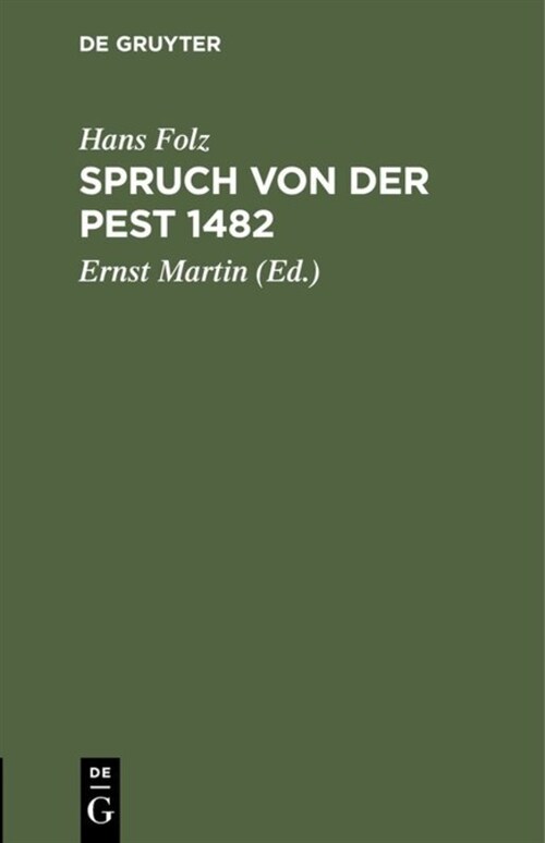Spruch Von Der Pest 1482 (Hardcover)