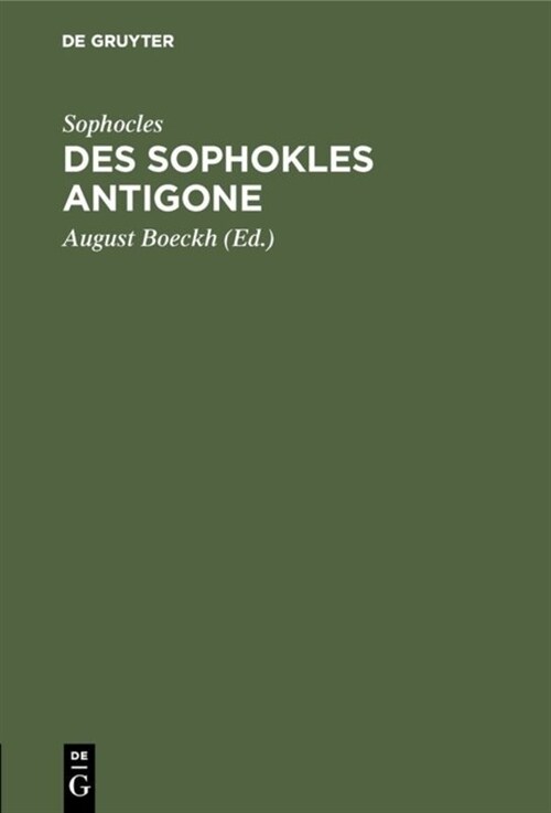 Des Sophokles Antigone (Hardcover)