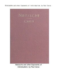 니체와 개인주의 (Nietzsche and other Exponents of Individualism, by Paul Carus) 커버
