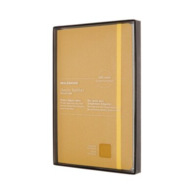 Moleskine Limited Collection Notebook Leather, Large, Ruled, Soft Cover, Open Box, Amber Yellow (5 X 8.25) (Hardcover)