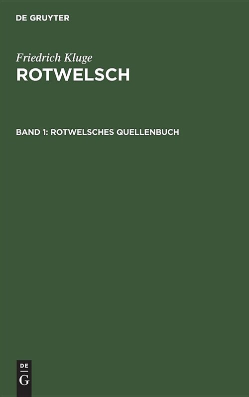 Rotwelsches Quellenbuch (Hardcover)