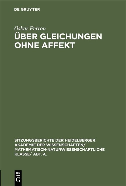 ?er Gleichungen Ohne Affekt (Hardcover)