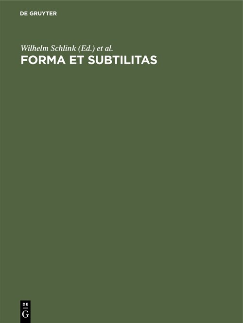 Forma Et Subtilitas (Hardcover)