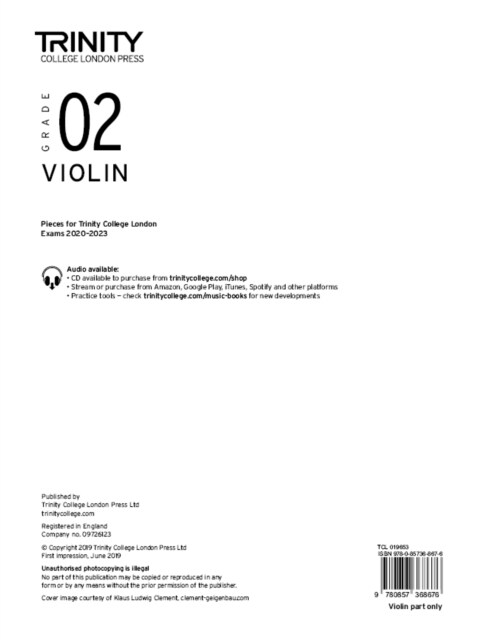 Trinity College London Violin Exam Pieces From 2020: Grade 2 (part only) (Sheet Music)