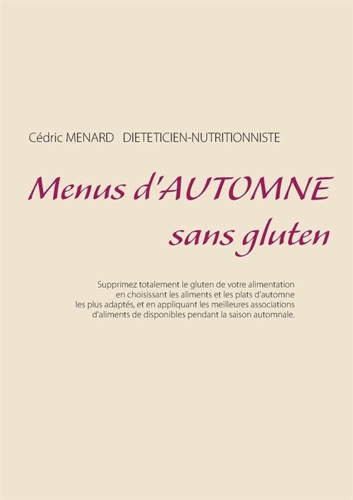 Menus dautomne sans gluten (Paperback)