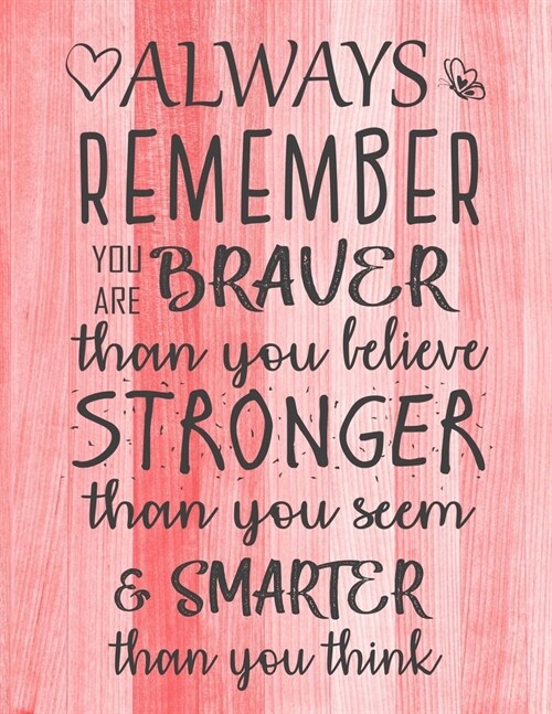 Always Remember You are Braver than you believe - Stronger than you seem & Smarter thank you think: Inspirational Journal - Notebook to Write In for W (Paperback)